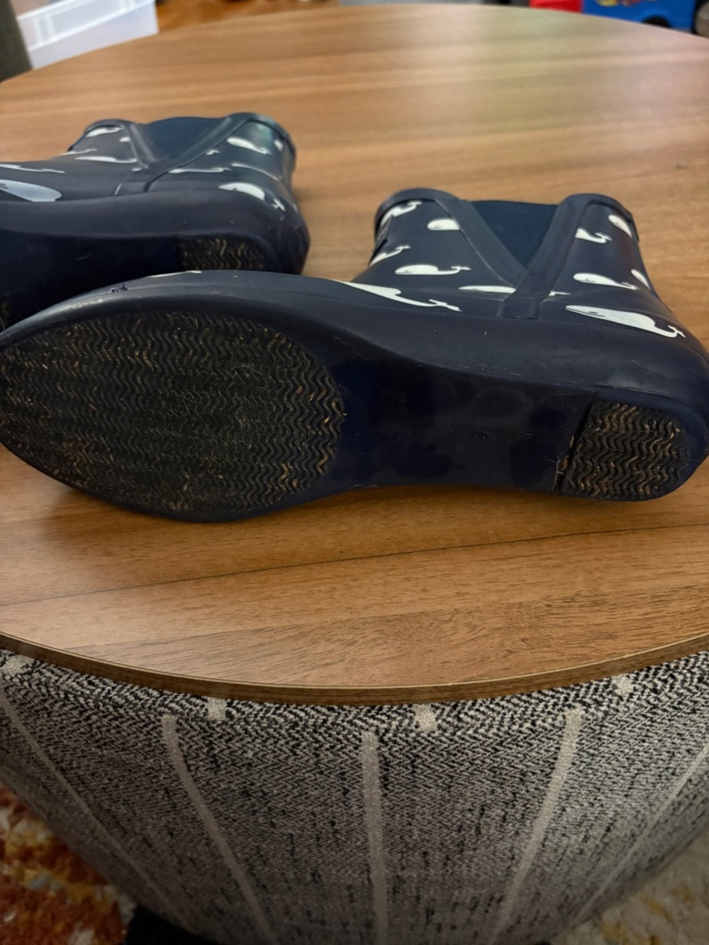 London Fog Navy Whale Pattern Waterproof Ankle Rain Boots - Picture 3 of 3